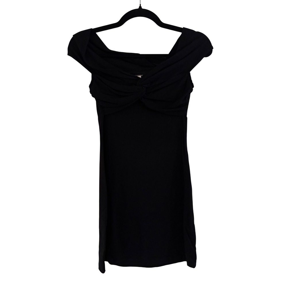 Reformation Black Twist Front Off Shoulder Tencel Mini Dress XS